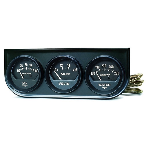 [ATM-2348] AutoMeter GAUGE CONSOLE, OILP/WTMP/VOLT, 2-1/16", 100 PSI/280 °F/16V, BLK DIAL, BLK BZL, AG