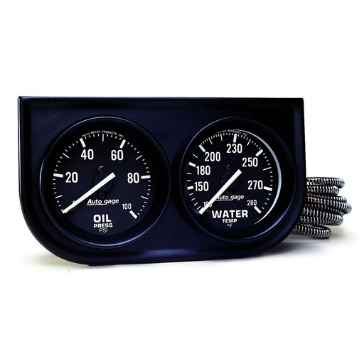 [ATM-2392] AutoMeter GAUGE CONSOLE, OILP/WTMP, 2-1/16", 100 PSI/280 °F, BLK DIAL, BLK BZL, FULL SWEEP, AUTOGAGE