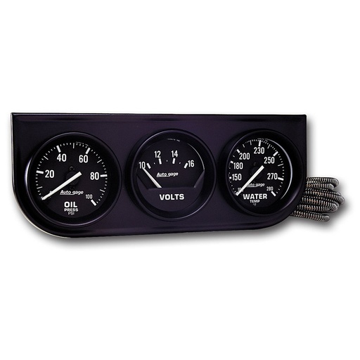 [ATM-2397] AutoMeter GAUGE CONSOLE, OILP/WTMP/VOLT, 2-1/16", 100 PSI/280 °F/18V, MECH BLK DIAL, BLK BZL, AG