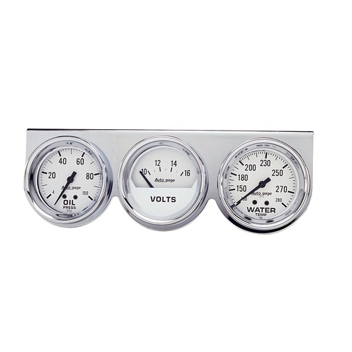 [ATM-2329] AutoMeter GAUGE CONSOLE, OILP/WTMP/VOLT, 2-5/8", 100 PSI/280 °F/16V, WHT DIAL, CHROME BZL, AG