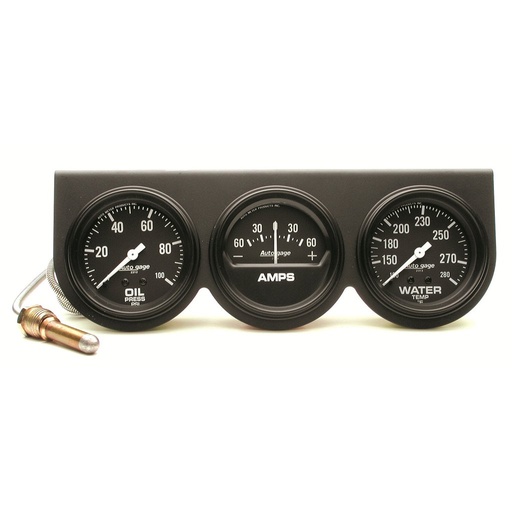 [ATM-2394] AutoMeter GAUGE CONSOLE, OILP/WTMP/AMP, 2-5/8", 100 PSI/280 °F/60A, BLK DIAL, BLK BZL, AG