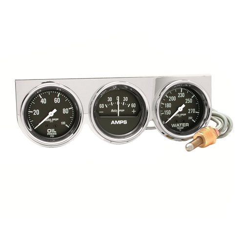 [ATM-2395] AutoMeter GAUGE CONSOLE, OILP/WTMP/AMP, 2-5/8", 100 PSI/280 °F/60A, BLK DIAL, CHROME BZL, AG