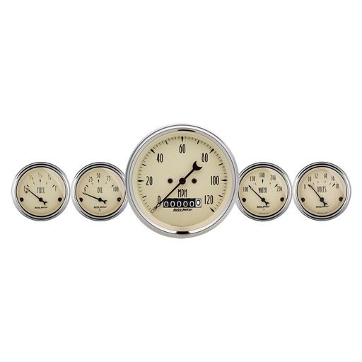 [ATM-1840] AutoMeter 5 PC. GAUGE KIT, 3-3/8" & 2-1/16", ELECTRIC SPEEDOMETER, ANTIQUE BEIGE