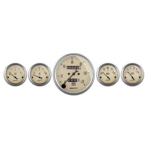 [ATM-1808] AutoMeter 5 PC. GAUGE KIT, 3-1/8" & 2-1/16", MECHANICAL SPEEDOMETER, ANTIQUE BEIGE