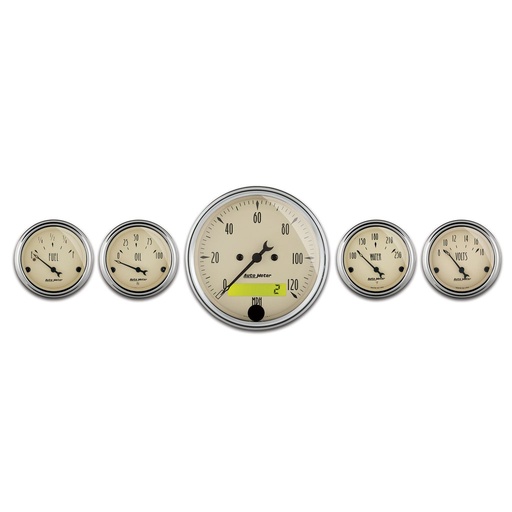 [ATM-1809] AutoMeter 5 PC. GAUGE KIT, 3-1/8" & 2-1/16", ELECTRIC SPEEDOMETER, ANTIQUE BEIGE