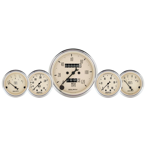 [ATM-1811] AutoMeter 5 PC. GAUGE KIT, 3-1/8" & 2-1/16", MECHANICAL SPEEDOMETER, WTMP & OILP, ANTQ BEIGE