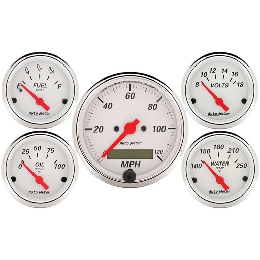 [ATM-1302] AutoMeter 5 PC. GAUGE KIT, 3-1/8" & 2-1/16", ELECTRIC SPEEDOMETER, ARCTIC WHITE