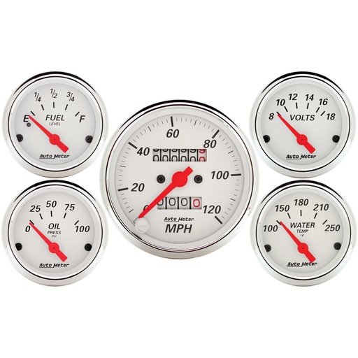[ATM-1300] AutoMeter 5 PC. GAUGE KIT, 3-1/8" & 2-1/16", MECHANICAL SPEEDOMETER, ARCTIC WHITE