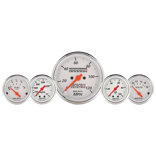 [ATM-1311] AutoMeter 5 PC. GAUGE KIT, 3-1/8" & 2-1/16", MECHANICAL SPEEDOMETER, WTMP & OILP, ARCTIC WHT