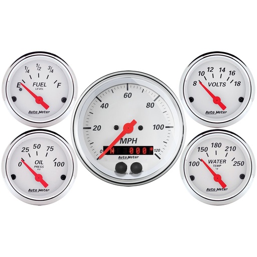 [ATM-1350] AutoMeter 5 PC. GAUGE KIT, 3-3/8" & 2-1/16", GPS SPEEDOMETER, ARCTIC WHITE