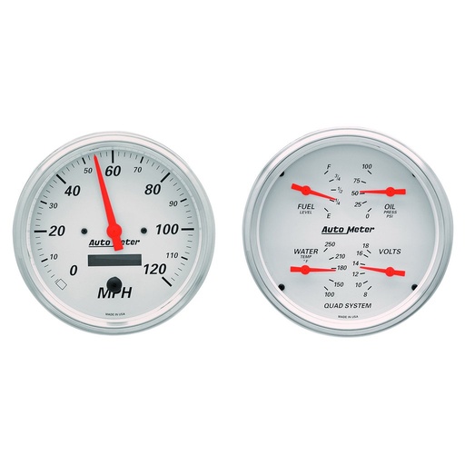 [ATM-1303] AutoMeter 2 PC. GAUGE KIT, 5" QUAD & SPEEDOMETER COMBO, 240-33 Ω, ARCTIC WHITE