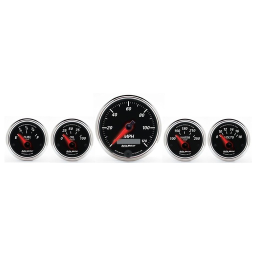[ATM-1201] AutoMeter 5 PC. GAUGE KIT, 3-3/8" & 2-1/16", ELECTRIC SPEEDOMETER, DESIGNER BLACK II