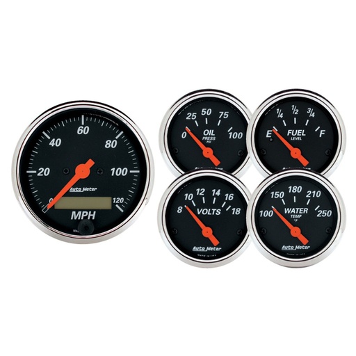 [ATM-1421] AutoMeter 5 PC. GAUGE KIT, 3-1/8" & 2-1/16", ELECTRIC SPEEDOMETER, DESIGNER BLACK