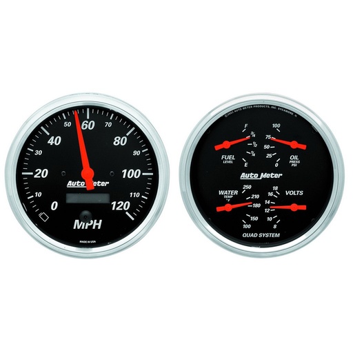 [ATM-1403] AutoMeter 2 PC. GAUGE KIT, 5" QUAD & SPEEDO, ELECTRIC, 240-33 Ω, DESIGNER BLACK