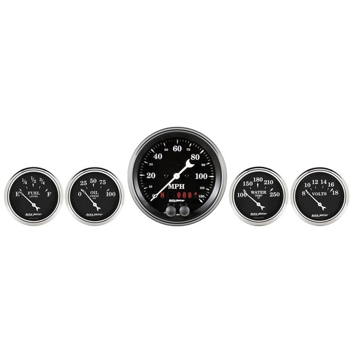[ATM-1750] AutoMeter 5 PC. GAUGE KIT, 3-3/8" & 2-1/16", GPS SPEEDOMETER, OLD TYME BLACK