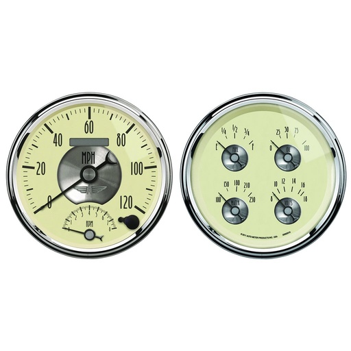[ATM-2004] AutoMeter 2 PC. GAUGE KIT, 5" QUAD & TACH/SPEEDO, ELECTRIC, 240-33 Œ©, PRESTIGE ANTQ. IVORY