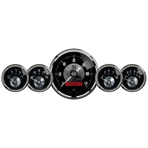 [ATM-2001] AutoMeter 5 PC. GAUGE KIT, 3-3/8" & 2-1/16", ELECTRIC SPEEDO W/LCD ODO, PRESTIGE BLK. DIAMOND