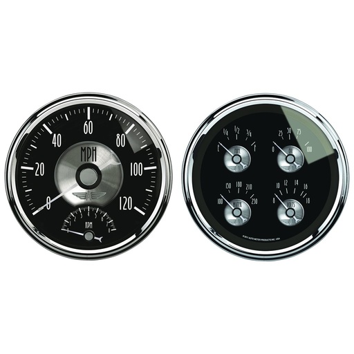 [ATM-2005] AutoMeter 2 PC. GAUGE KIT, 5" QUAD & TACH/SPEEDO, ELECTRIC, 240-33 Œ©, PRESTIGE BLK. DIAMOND