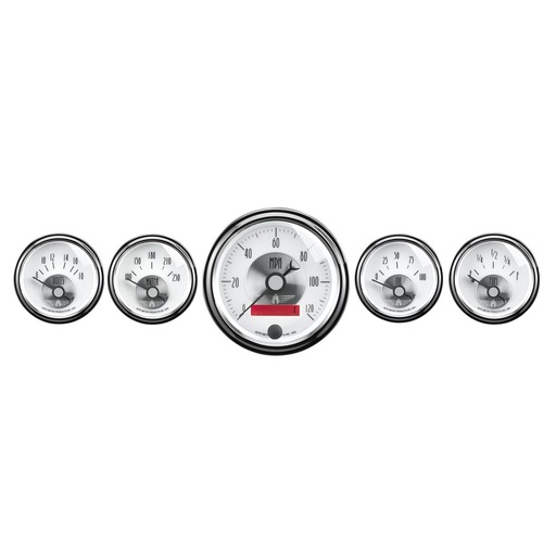 [ATM-2006] AutoMeter 5 PC. GAUGE KIT, 3-3/8" & 2-1/16", ELECTRIC SPEEDO W/ LCD ODO, PRESTIGE PEARL