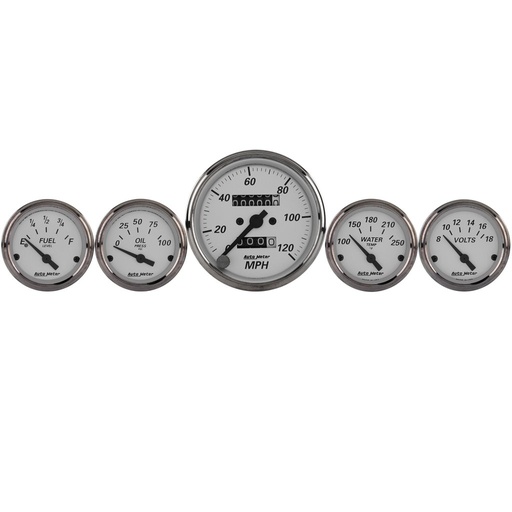[ATM-1901] AutoMeter 5 PC. GAUGE KIT, 3-1/8" & 2-1/16", MECHANICAL SPEEDOMETER, AMERICAN PLATINUM