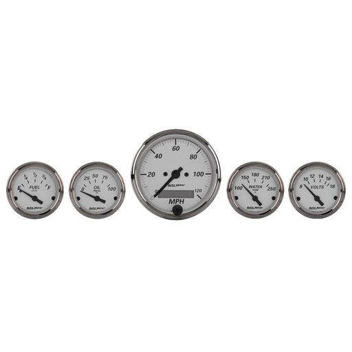 [ATM-1902] AutoMeter 5 PC. GAUGE KIT, 3-1/8" & 2-1/16", ELECTRIC SPEEDOMETER, AMERICAN PLATINUM