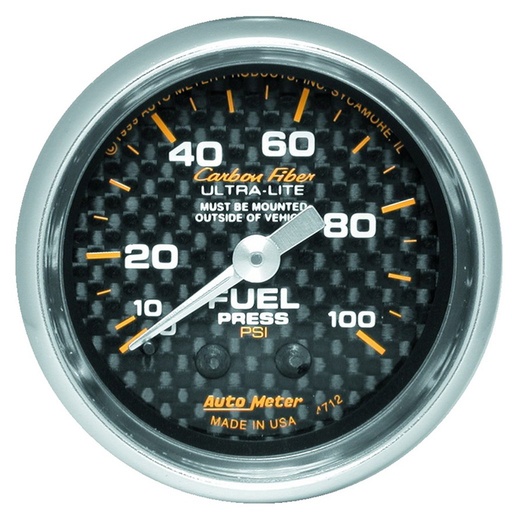 [ATM-4712] AutoMeter 2-1/16" FUEL PRESSURE, 0-100 PSI, MECHANICAL, CARBON FIBER