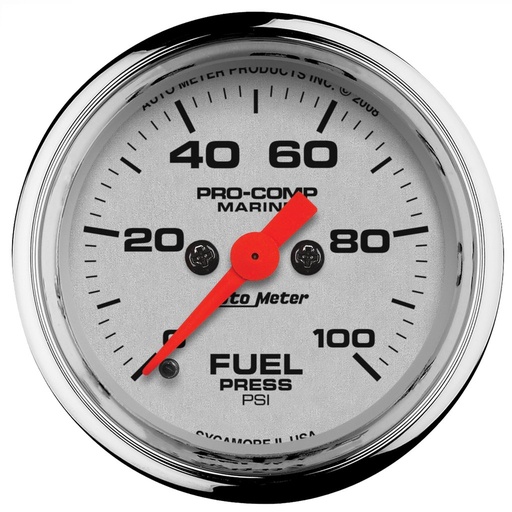 [ATM-200850-35] AutoMeter 2-1/16" FUEL PRESSURE, 0-100 PSI, STEPPER MOTOR, MARINE CHROME ULTRA-LITE