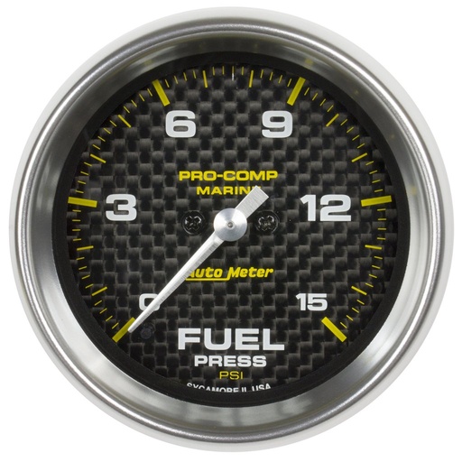 [ATM-200848-40] AutoMeter 2-1/16" FUEL PRESSURE, 0-15 PSI, STEPPER MOTOR, MARINE CARBON FIBER