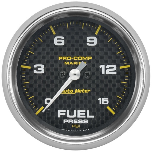 [ATM-200849-40] AutoMeter 2-5/8" FUEL PRESSURE, 0-15 PSI, STEPPER MOTOR, MARINE CARBON FIBER