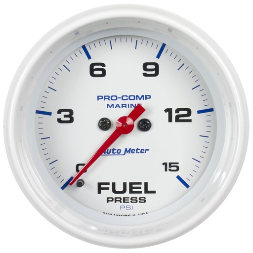 [ATM-200848] AutoMeter 2-1/16" FUEL PRESSURE, 0-15 PSI, STEPPER MOTOR, MARINE WHITE
