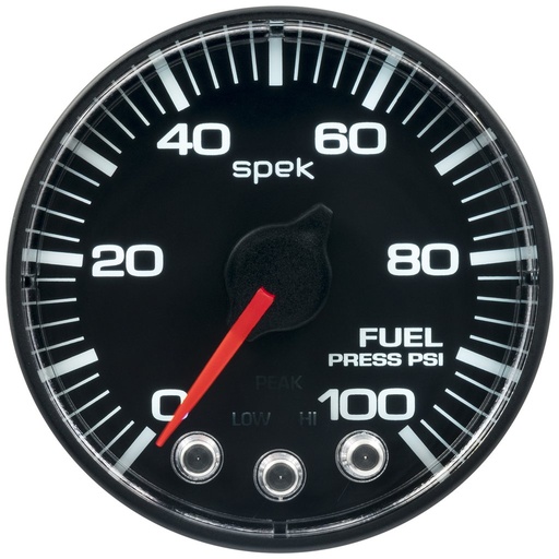 [ATM-P314328] AutoMeter 2-1/16" FUEL PRESSURE, 0-100 PSI, STEPPER MOTOR, SPEK-PRO, BLACK DIAL, BLACK BEZEL, FLAT ANTIGLARE LENS