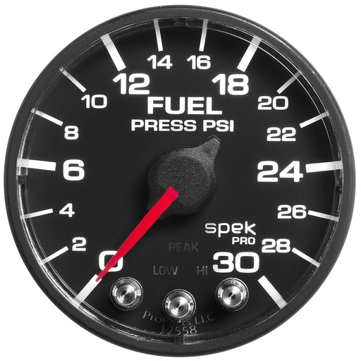 [ATM-P316328] AutoMeter 2-1/16" FUEL PRESSURE, 0-30 PSI, STEPPER MOTOR, SPEK-PRO, BLACK DIAL, BLACK BEZEL, FLAT ANTIGLARE LENS