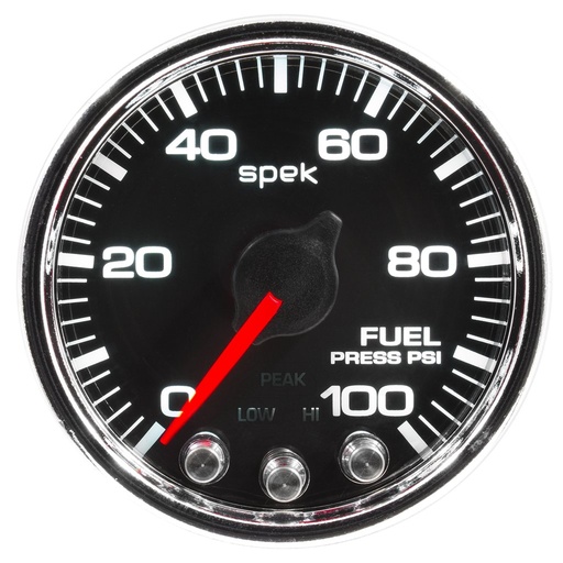 [ATM-P31431] AutoMeter 2-1/16" FUEL PRESSURE, 0-100 PSI, STEPPER MOTOR, SPEK-PRO, BLACK DIAL, CHROME BEZEL, CLEAR LENS