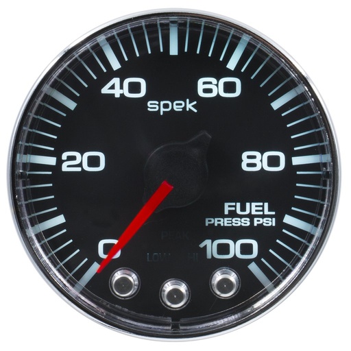 [ATM-P314318] AutoMeter 2-1/16" FUEL PRESSURE, 0-100 PSI, STEPPER MOTOR, SPEK-PRO, BLACK DIAL, CHROME BEZEL, FLAT ANTIGLARE LENS