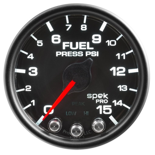 [ATM-P31532] AutoMeter 2-1/16" FUEL PRESSURE, 0-15 PSI, STEPPER MOTOR, SPEK-PRO, BLACK DIAL, BLACK BEZEL, CLEAR LENS