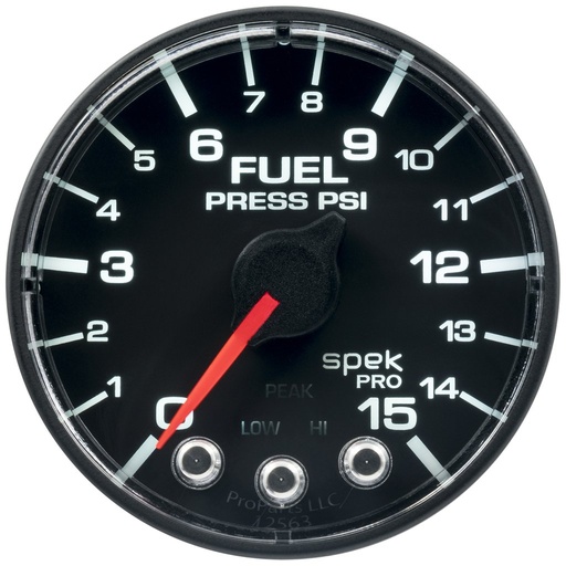 [ATM-P315324] AutoMeter 2-1/16" FUEL PRESSURE, 0-15 PSI, STEPPER MOTOR, SPEK-PRO, NO O-RING, BLACK DIAL, BLACK BEZEL, CLEAR LENS