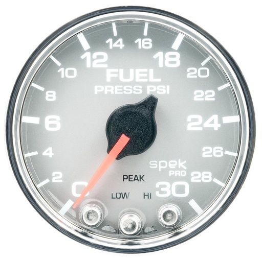 [ATM-P31621] AutoMeter 2-1/16" FUEL PRESSURE, 0-30 PSI, STEPPER MOTOR, SPEK-PRO, SILVER DIAL, CHROME BEZEL, CLEAR LENS