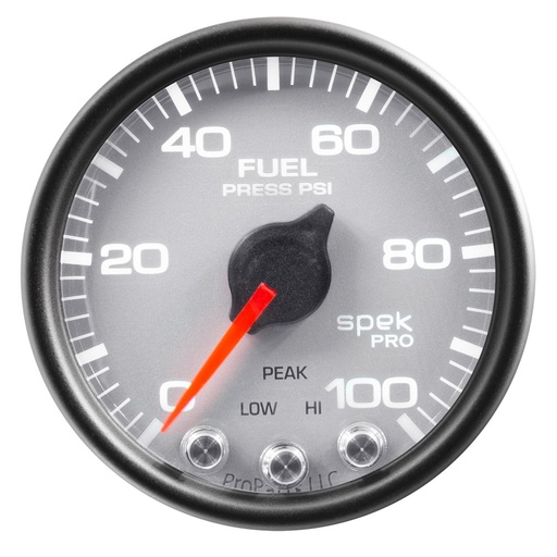 [ATM-P31422] AutoMeter 2-1/16" FUEL PRESSURE, 0-100 PSI, STEPPER MOTOR, SPEK-PRO, SILVER DIAL, BLACK BEZEL, CLEAR LENS