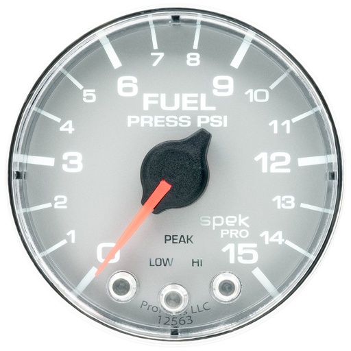 [ATM-P315218] AutoMeter 2-1/16" FUEL PRESSURE, 0-15 PSI, STEPPER MOTOR, SPEK-PRO, SILVER DIAL, CHROME BEZEL, FLAT ANTIGLARE LENS