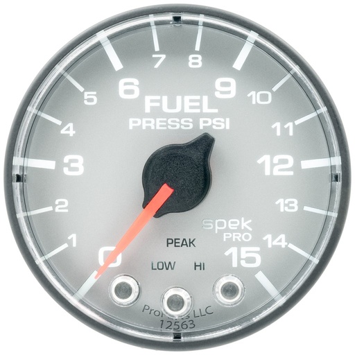 [ATM-P315228] AutoMeter 2-1/16" FUEL PRESSURE, 0-15 PSI, STEPPER MOTOR, SPEK-PRO, SILVER DIAL, BLACK BEZEL, FLAT ANTIGLARE LENS