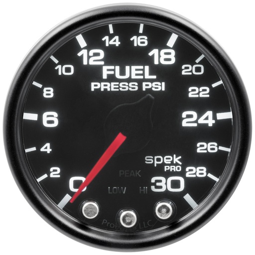 [ATM-P31652] AutoMeter 2-1/16" FUEL PRESSURE, 0-30 PSI, STEPPER MOTOR, SPEK-PRO, BLACK DIAL, BLACK BEZEL, SMOKED LENS