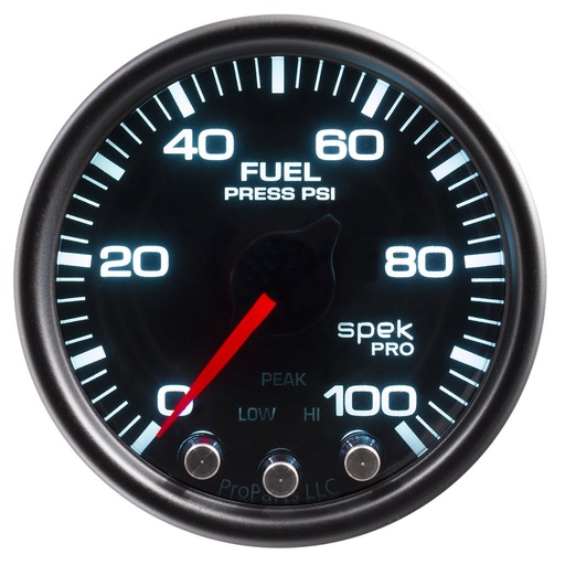 [ATM-P31452] AutoMeter 2-1/16" FUEL PRESSURE, 0-100 PSI, STEPPER MOTOR, SPEK-PRO, BLACK DIAL, BLACK BEZEL, SMOKED LENS