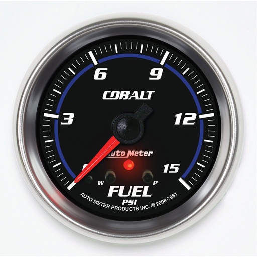 [ATM-7961] AutoMeter 2-5/8" FUEL PRESSURE, W/ PEAK & WARN, 0-15 PSI, STEPPER MOTOR, COBALT