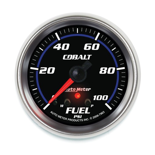 [ATM-7963] AutoMeter 2-5/8" FUEL PRESSURE, W/ PEAK & WARN, 0-100 PSI, STEPPER MOTOR, COBALT