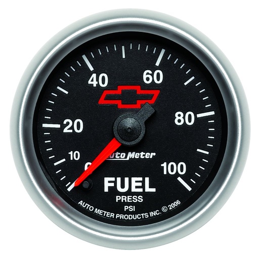[ATM-3663-00406] AutoMeter 2-1/16" FUEL PRESSURE, 0-100 PSI, CHEVY RED BOWTIE