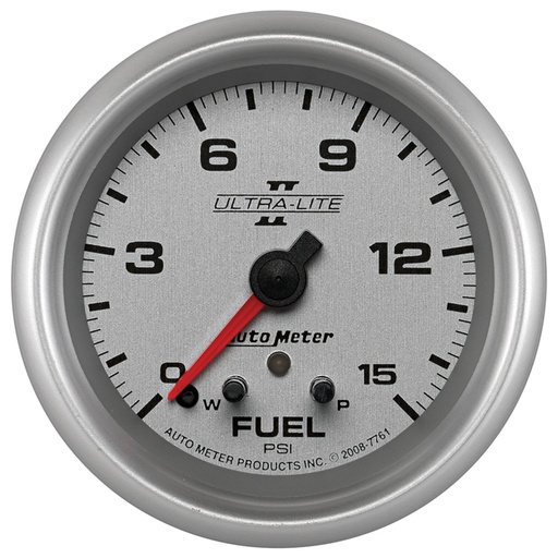 [ATM-7761] AutoMeter 2-5/8" FUEL PRESSURE, W/ PEAK & WARN, 0-15 PSI, STEPPER MOTOR, ULTRA-LITE II