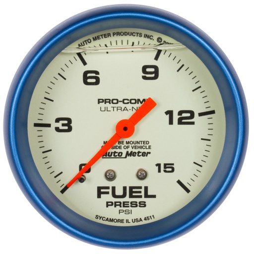 [ATM-4211] AutoMeter 2-5/8" FUEL PRESSURE, 0-15 PSI, MECHANICAL, LIQUID FILLED, ULTRA-NITE