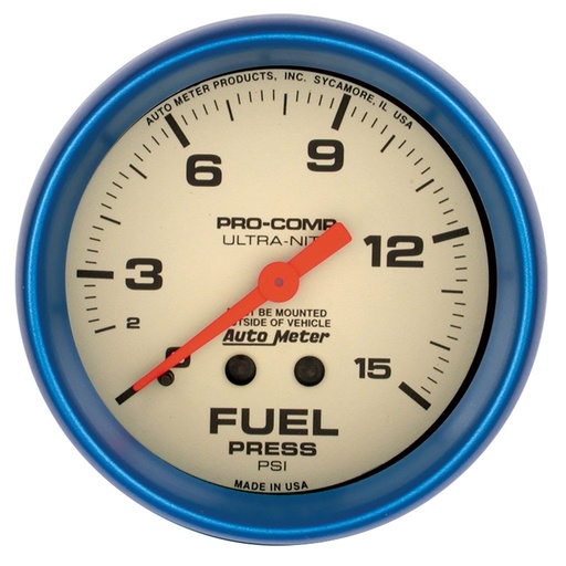[ATM-4511] AutoMeter 2-5/8" FUEL PRESSURE, 0-15 PSI, MECHANICAL, ULTRA-NITE