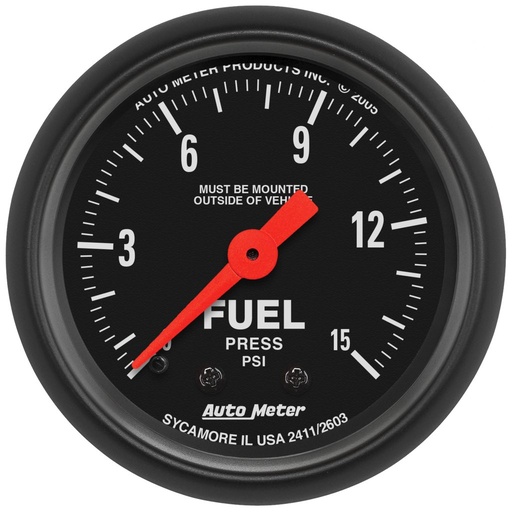 [ATM-2603] AutoMeter 2-1/16" FUEL PRESSURE, 0-15 PSI, MECHANICAL, Z-SERIES