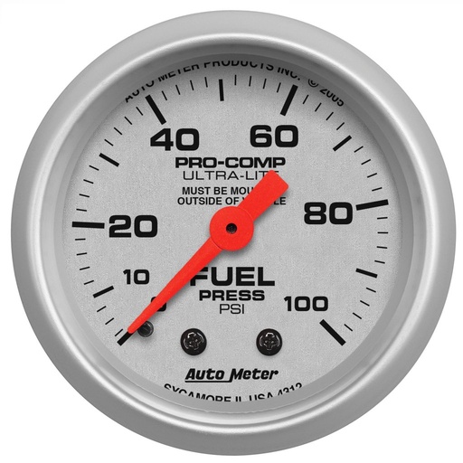 [ATM-4312] AutoMeter 2-1/16" FUEL PRESSURE, 0-100 PSI, MECHANICAL, ULTRA-LITE